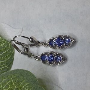925 Genuine Tanzanite Drop Earrings.